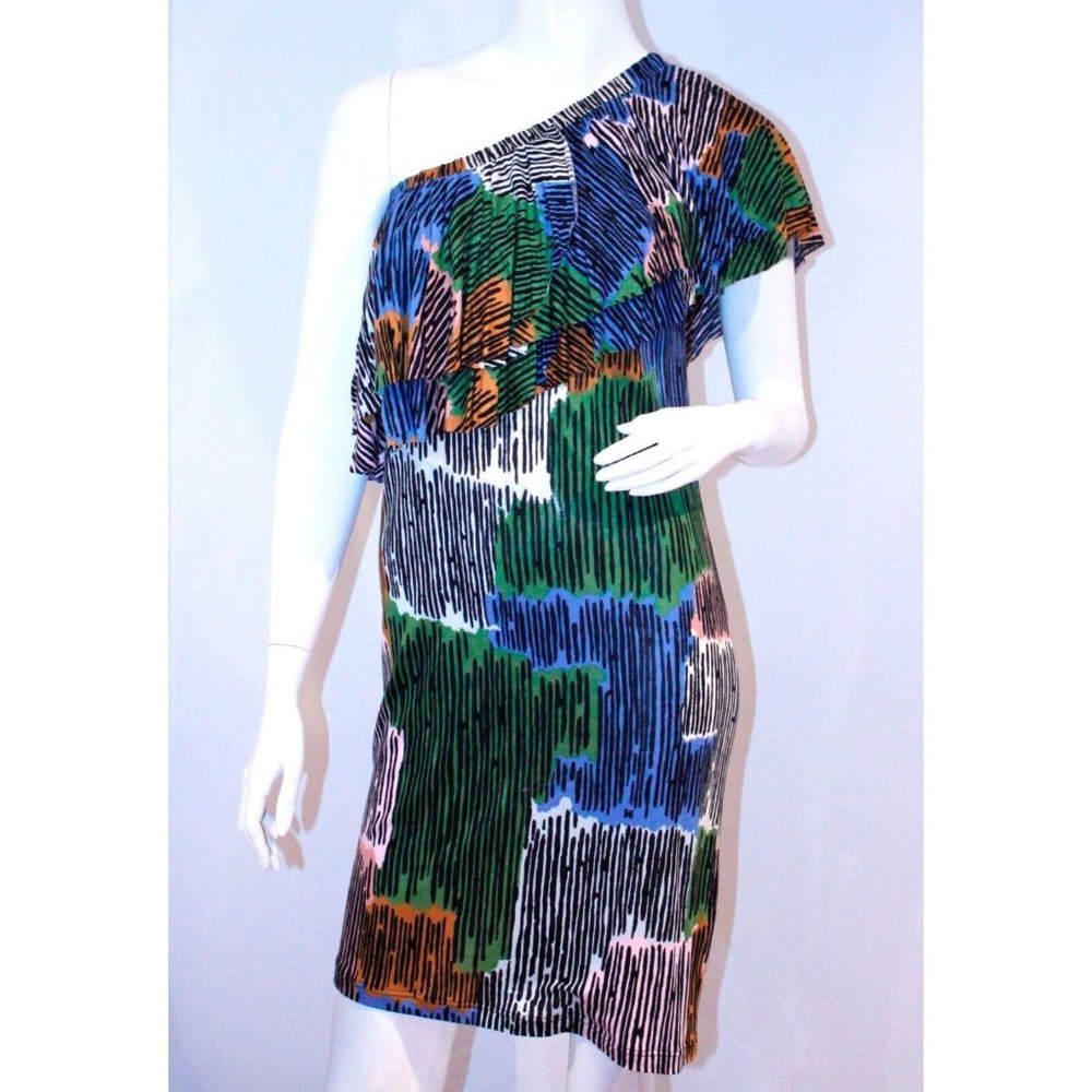 M by MISSONI Italy RUFFLED Top  One SHOULDER Iconic DRESS $460